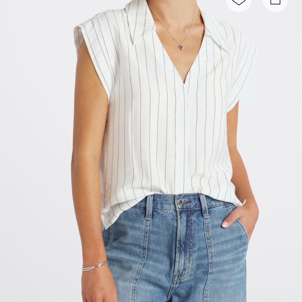 Nine Britton White Pinstripe Sleeveless Blouse - Picture 2 of 6